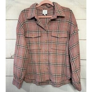 Shop the Mint Plaid Shacket Oversized Long Sleeve Button Down Shirt Women‎ S